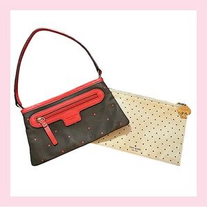 kate spade BUNDLE! Y2K canvas & leather polkadot mini purse & cloth pencil case